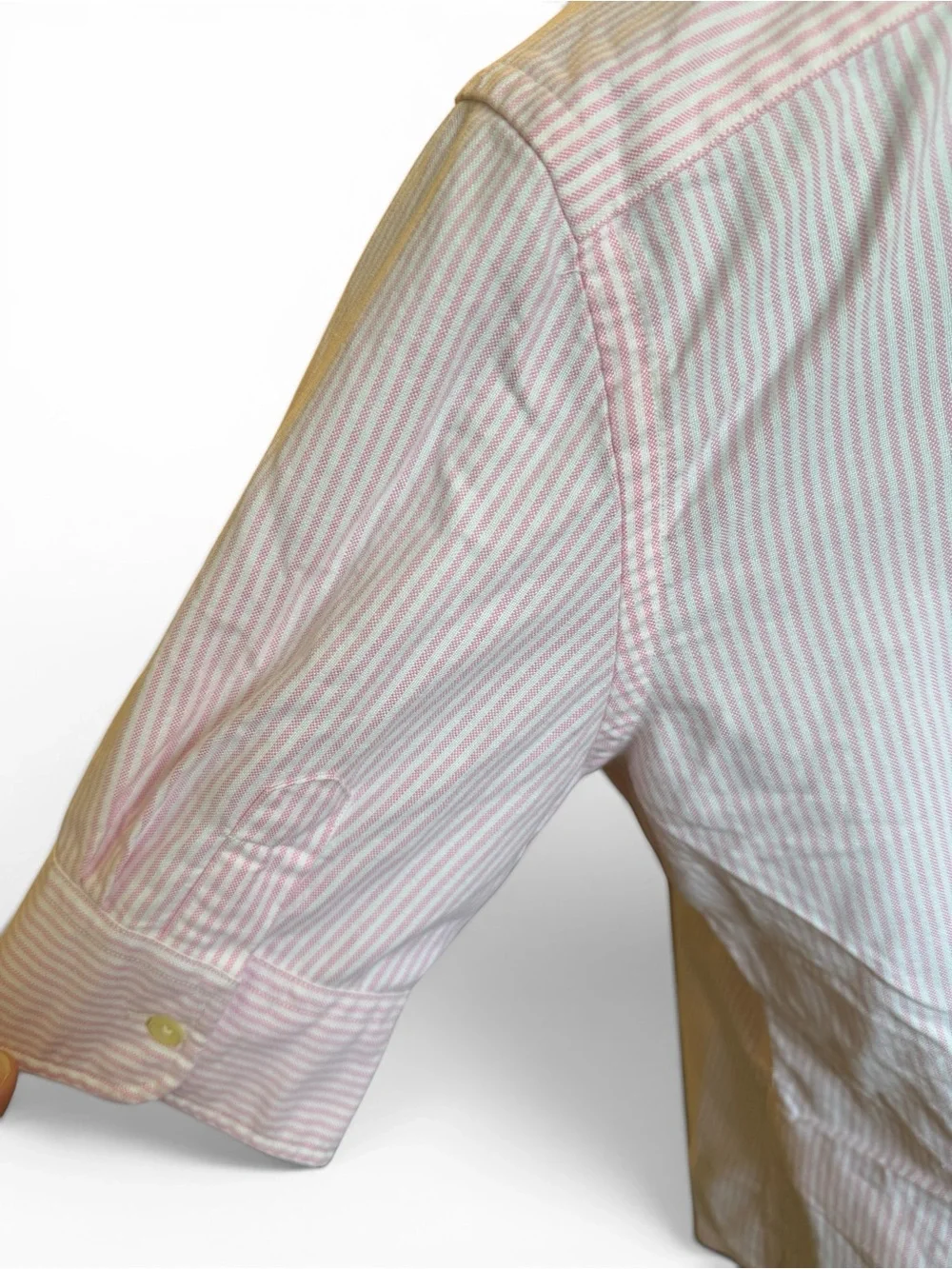 Ralph Lauren Women’s Large Pink White Striped Oxford Button Down Short Sleeve - Picture 6 of 10